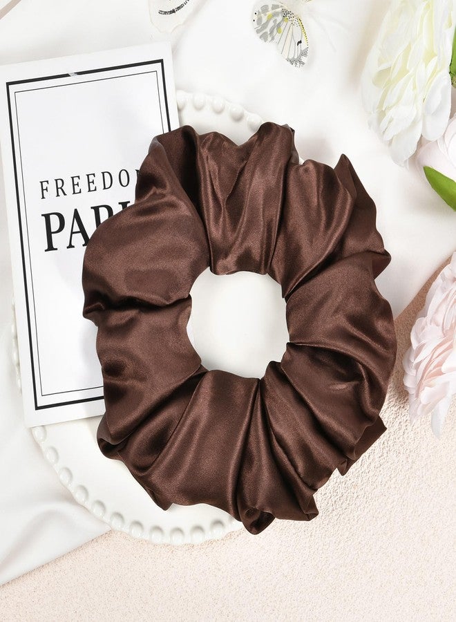 CEELGON Dark Brown Big Satin Scrunchie6.5 Inches Jumbo Scrunchies Silky Hair Ties Oversized Ponytail Holderfor Thick Curly Hair Extra Large Hair Accessories for Women (Espresso) - Image 5